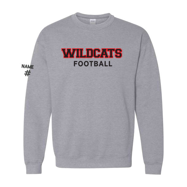 Gildan Unisex Wildcats Football Printed Crewneck Thumbnail